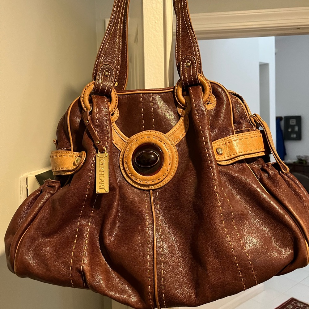 Lockhart brown leather satchel hobo shoulder bag